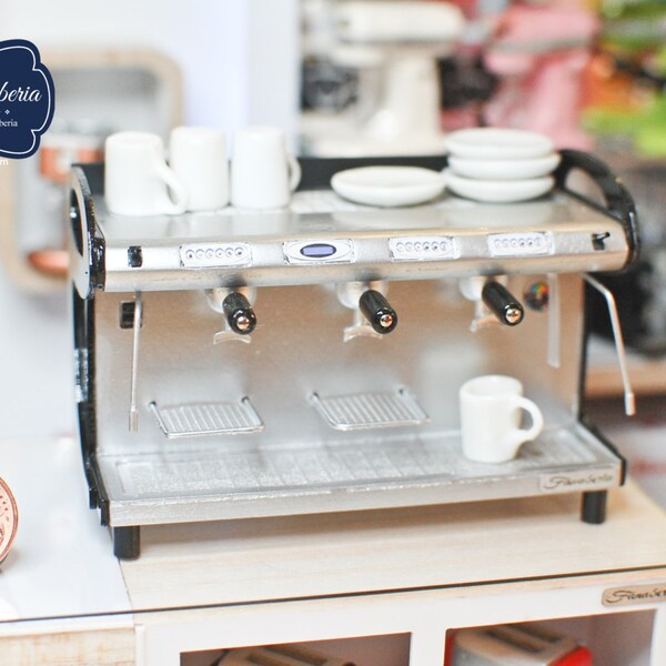 Commercial Cofee Machine WITH Cups and Platesfor Cafe shop espresso- miniature handmade dollhouse appliance 1:12
