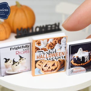 Miniature Books SET - Fall Halloween -  miniature cookbooks handmade dollhouse 1:12 scale