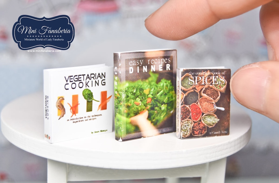 Miniature Books SET- Cooking Spices- Modern Handmade Dollhouse 1:12 ...