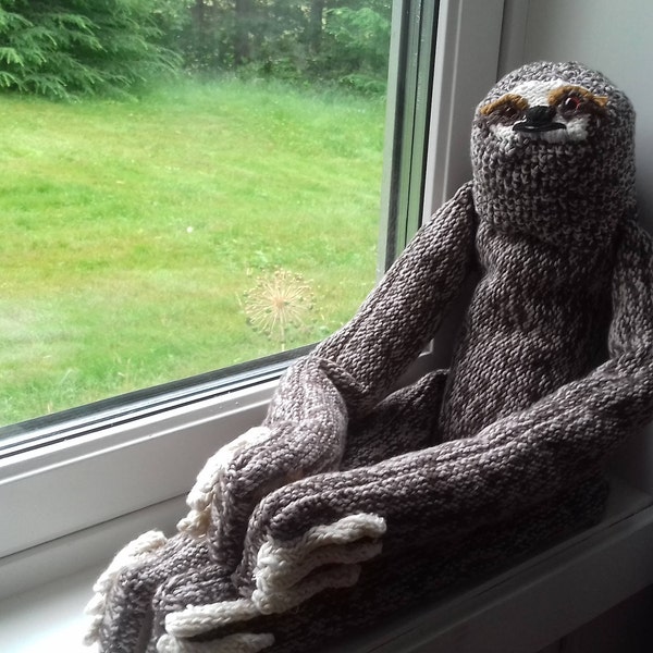 Sloth KNITTING & CROCHET PATTERN - life-sized Toy "Eugene" pattern - Pdf download only