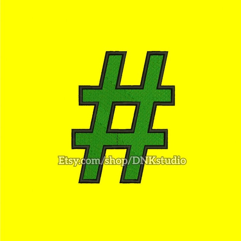Hashtag Embroidery Design 5 Sizes INSTANT DOWNLOAD Etsy