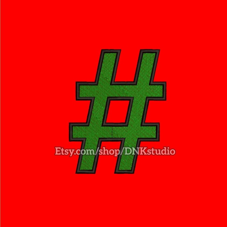 Hashtag Embroidery Design 5 Sizes INSTANT DOWNLOAD Etsy