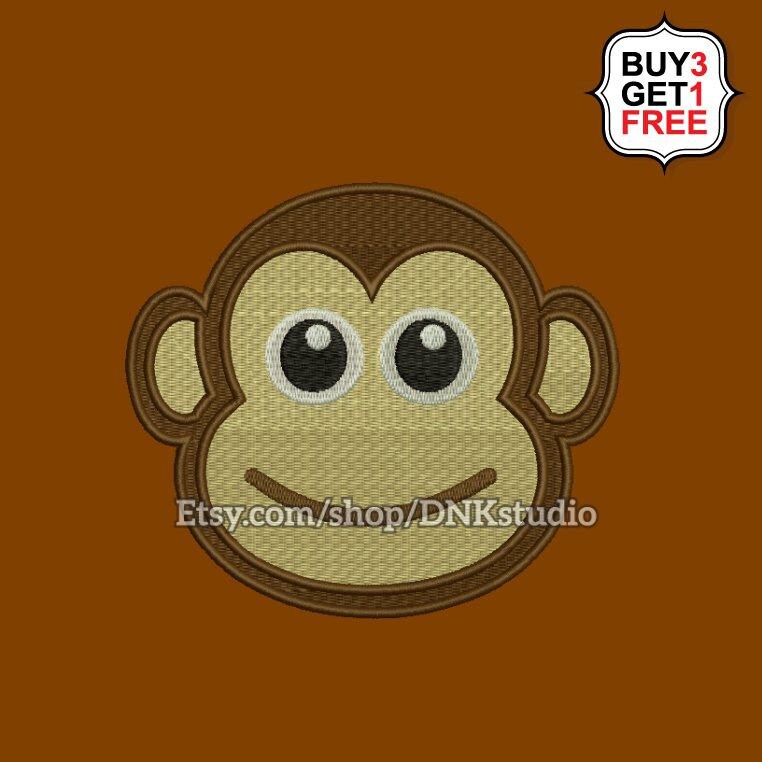 Monkey face embroidery design 5 sizes instant download  etsy Monkey face embroidery design 5 sizes instant download  etsy