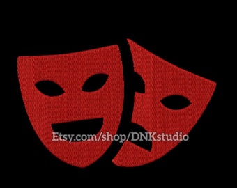 Mardi Gras Comedy Tragedy Theatre Drama Mask Embroidery Design - 4 Sizes - INSTANT DOWNLOAD
