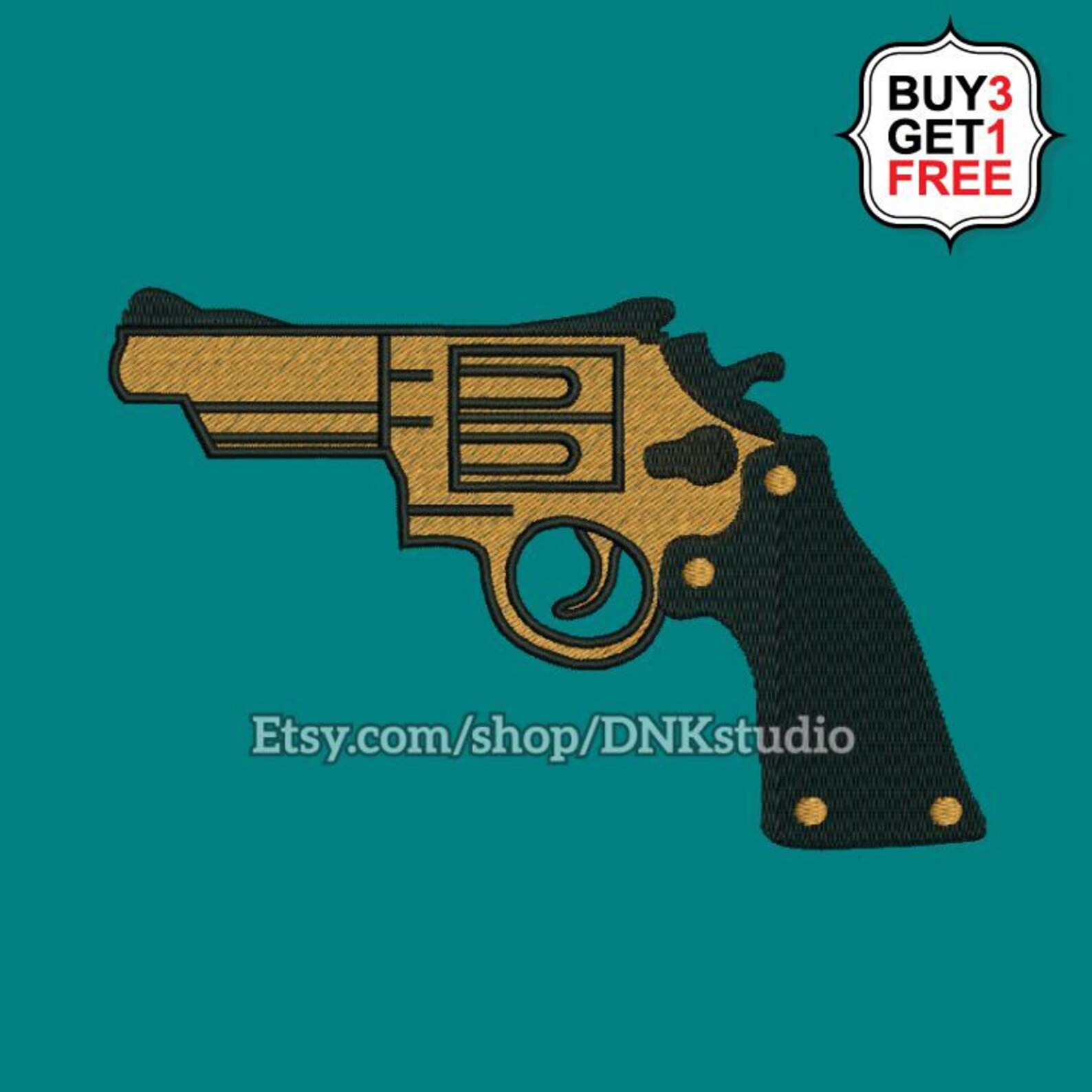 Handgun Pistol Revolver Embroidery Design 5 Sizes INSTANT Etsy