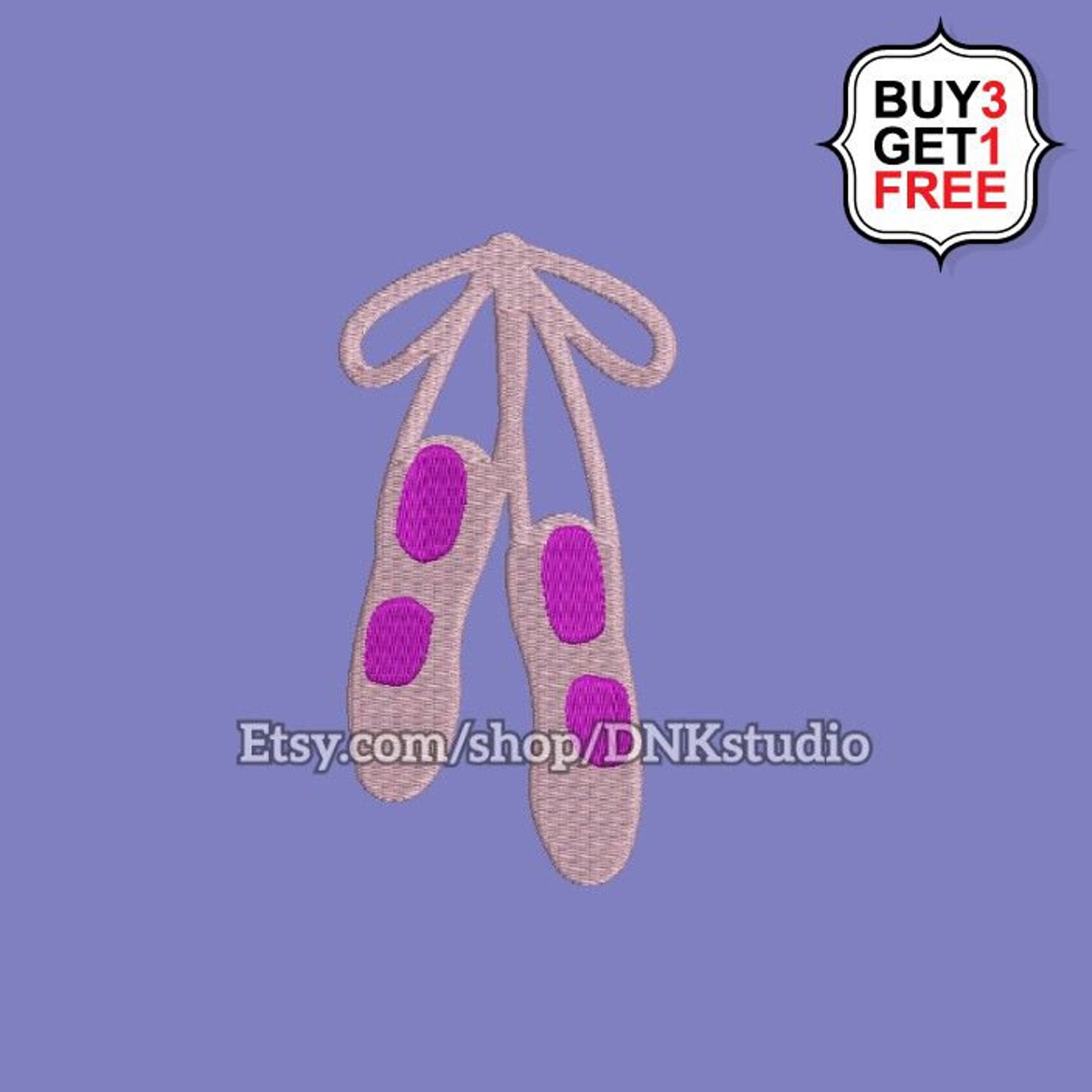 ballerina ballet slippers shoes embroidery design - 6 sizes - instant download