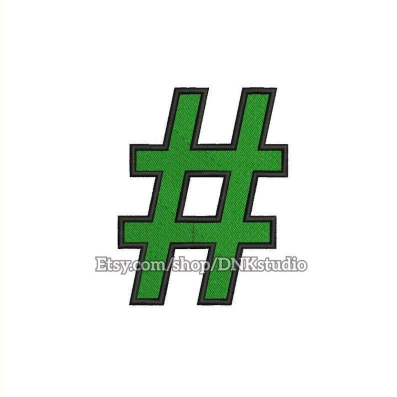 Hashtag Embroidery Design 5 Sizes INSTANT DOWNLOAD Etsy