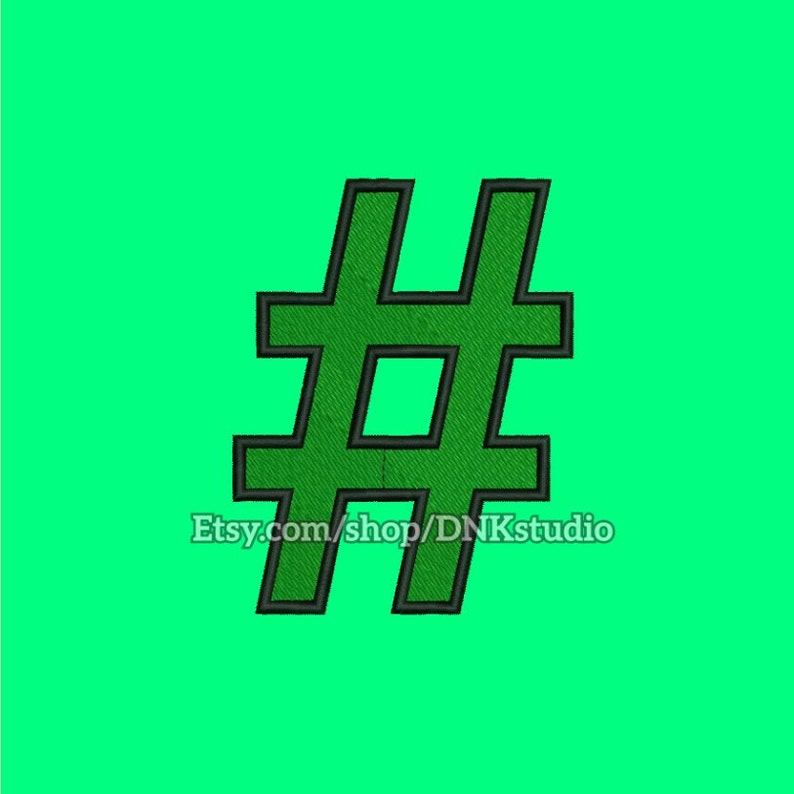 Hashtag Embroidery Design 5 Sizes INSTANT DOWNLOAD Etsy