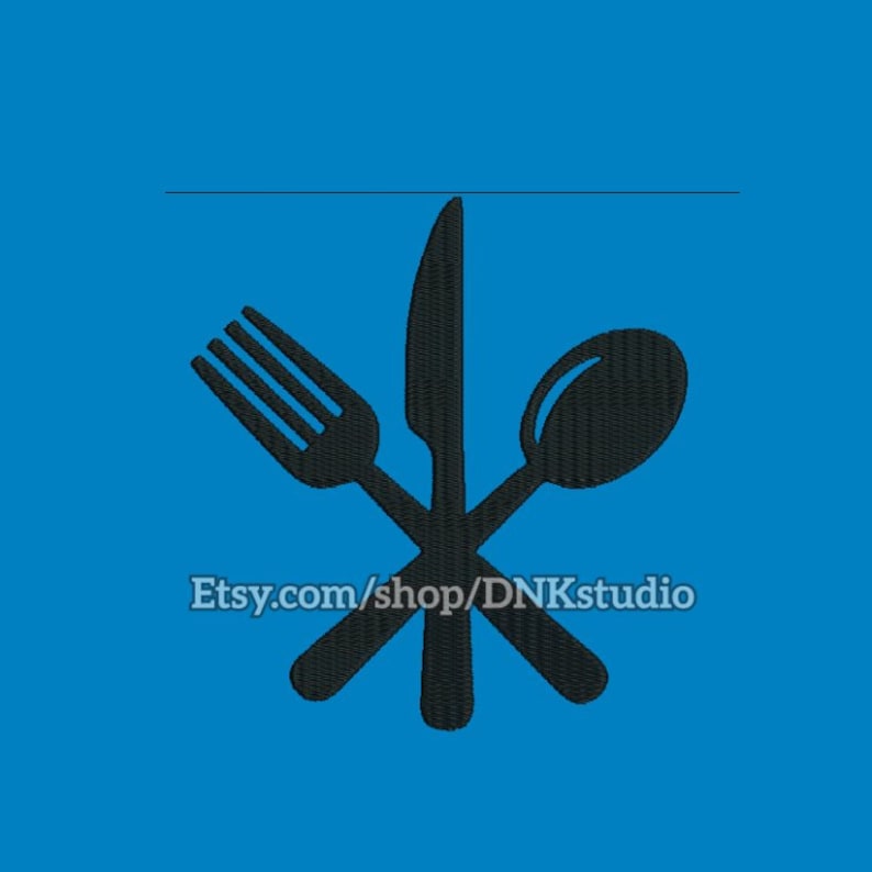 Knife fork spoon set Embroidery Design 5 Sizes INSTANT Etsy