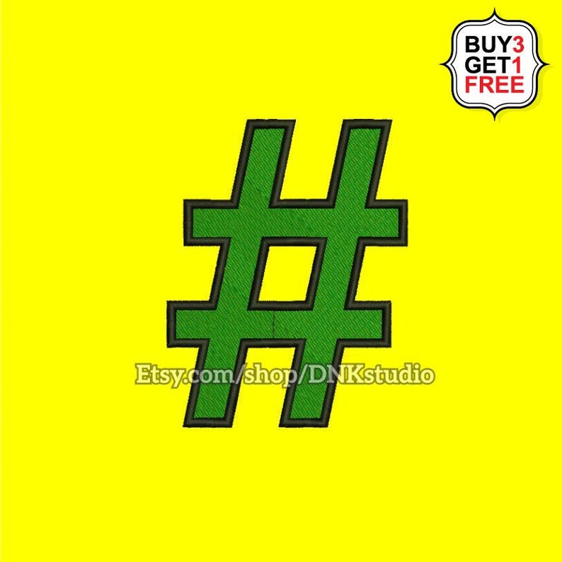 Hashtag Embroidery Design 5 Sizes INSTANT DOWNLOAD Etsy