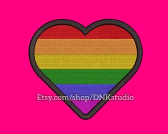 Lesbian Gay Bisexual Transgender LGBT Pride Rainbow Heart Embroidery Design - 6 Sizes - INSTANT DOWNLOAD