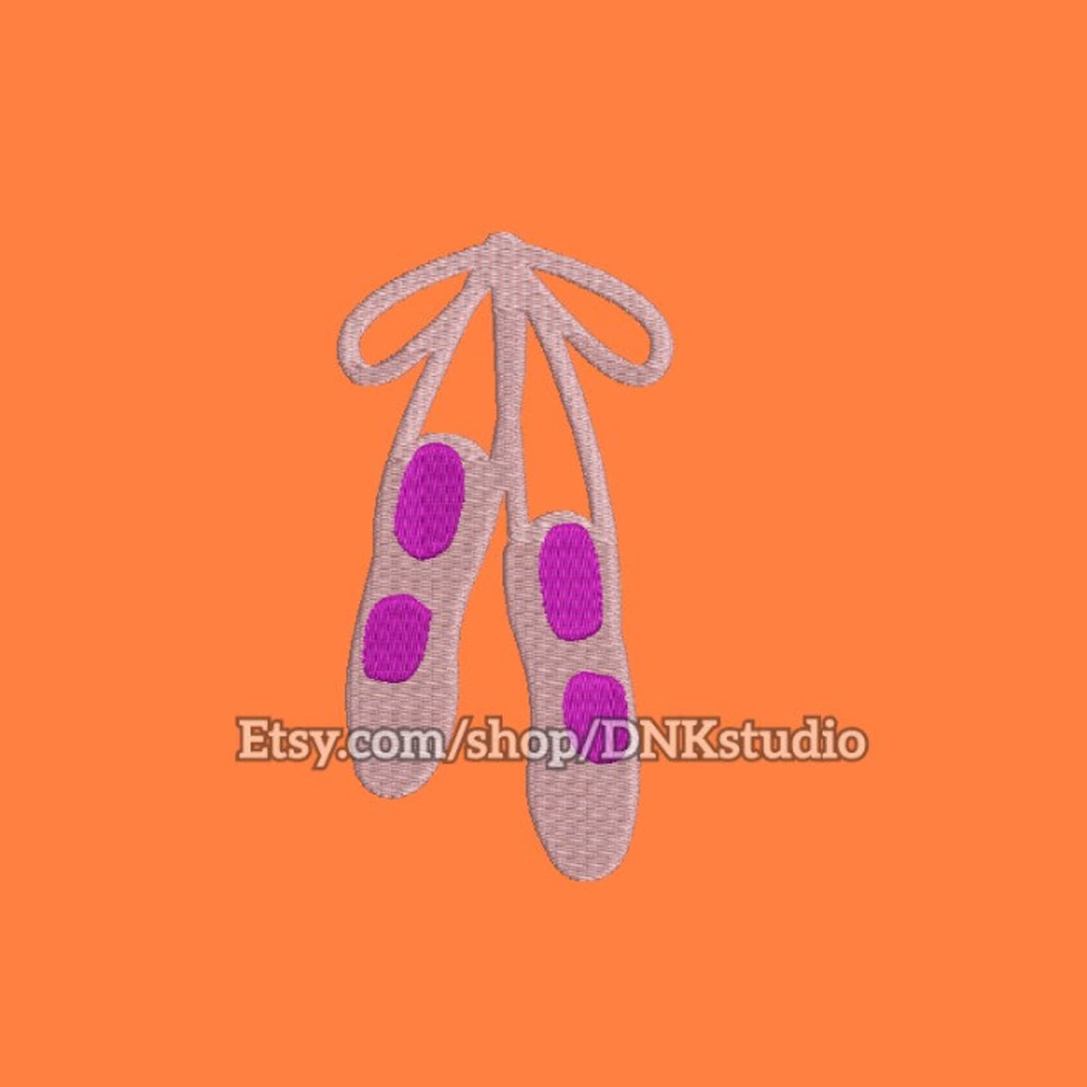 ballerina ballet slippers shoes embroidery design - 6 sizes - instant download