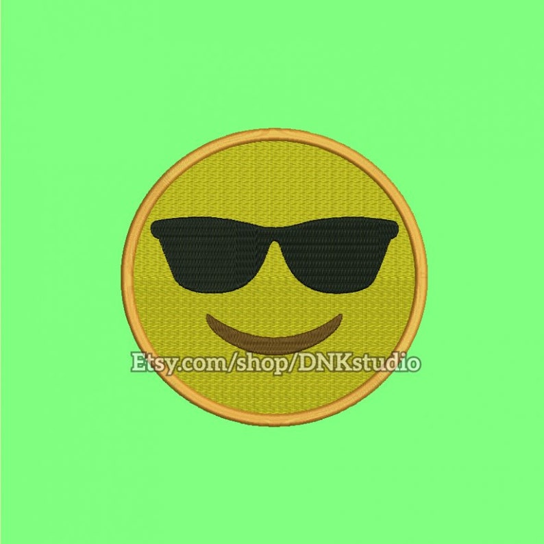 Smiling face with sunglasses emoji emoticon embroidery design  etsy Smiling face with sunglasses emoji emoticon embroidery design  etsy