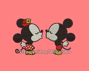 Disney Mickey and Minnie Mouse Kissing Embroidery Design - 5 Sizes - INSTANT DOWNLOAD