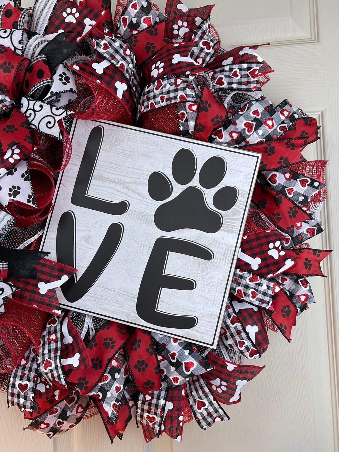 LOVE Dog Paw Print Wreath Dog Wreath Dog Wreath for Front - Etsy