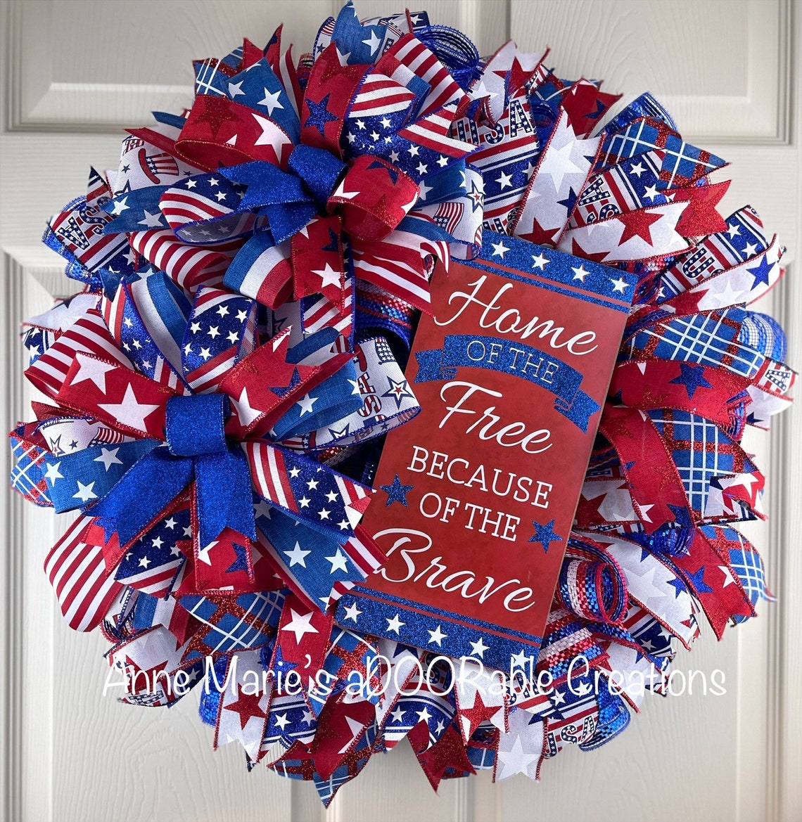 Patriotic Wreath for Front Door Military Wreath Fourth of - Etsy