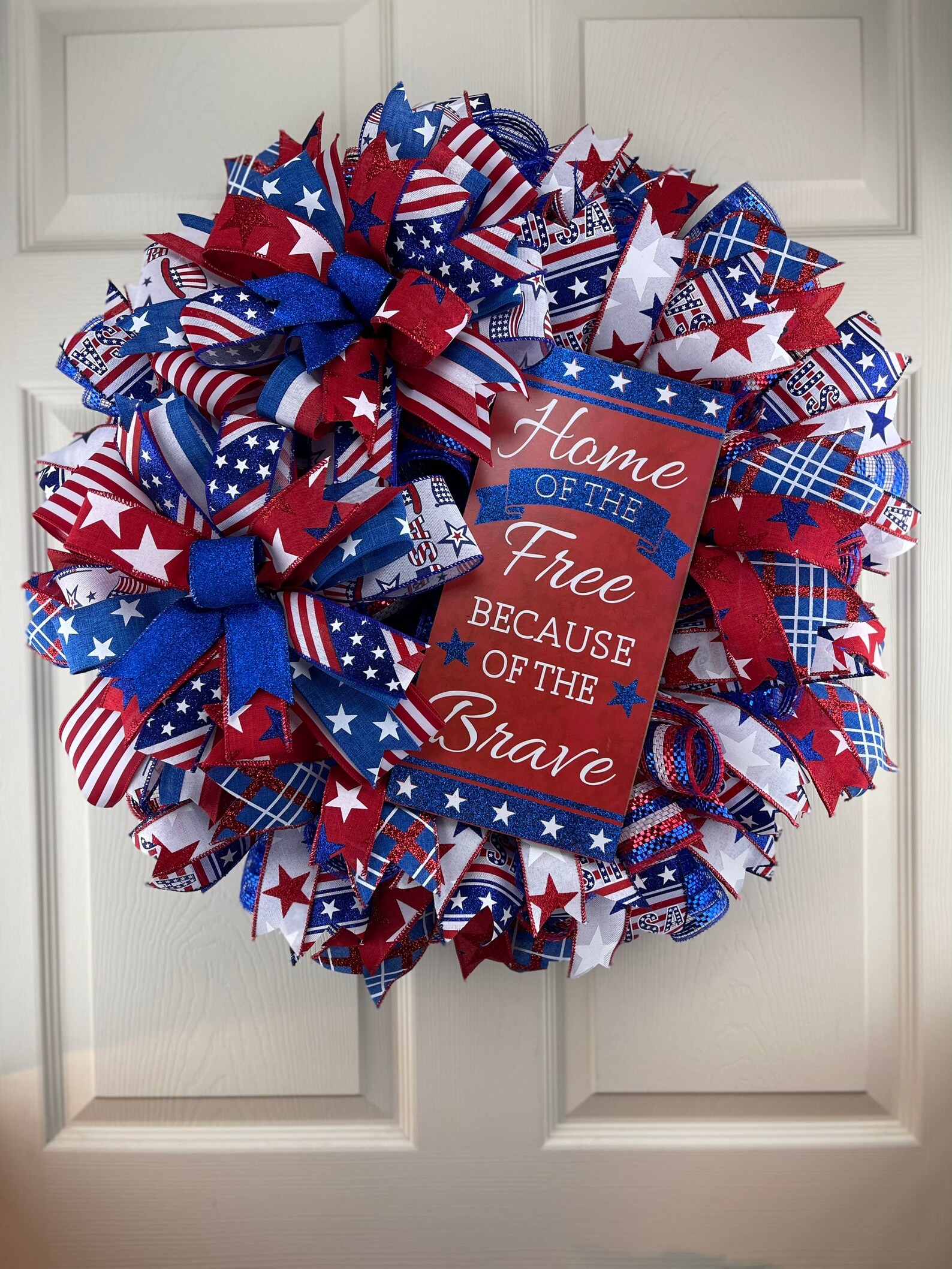 Patriotic Wreath for Front Door Military Wreath Fourth of - Etsy