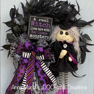 Halloween witch monster grapevine wreath for front door, Halloween wreath, Halloween decor, Halloween witch wreath, witch wreath