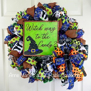 Witch Way to the Candy Halloween wreath, Halloween wreath for front door, Halloween decor, Halloween wreath, Witch wreath, Witch decor