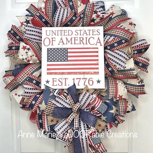 Patriotic wreath, American flag wreath, Americana wreath, 4th of July, Fourth of July wreath, Veterans Day wreath, Memorial Day wreath