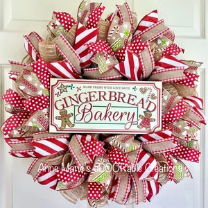 Gingerbread bakery Christmas wreath front door, gingerbread wreath, Gingerbread decor, Christmas wreath