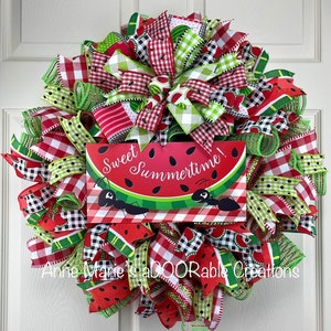 Watermelon wreath wreath for front door, summer wreath, watermelon picnic plaid wreath, Watermelon decor, summer wreath for front door