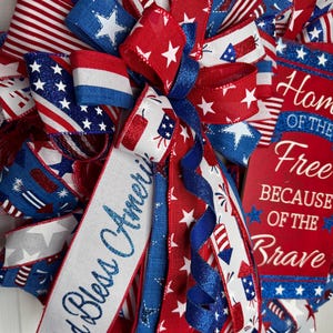 Patriotic wreath for front door, Military wreath, Fourth of July wreath, American flag wreath, Home of the free brave Veterans Day wreath image 3