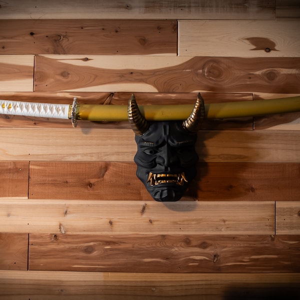 Full Oni Mask Katana Display