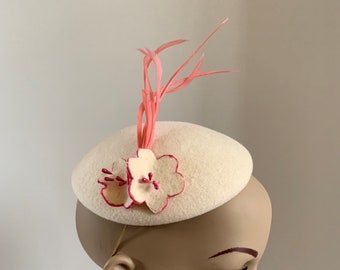 Cream felt cocktail hat