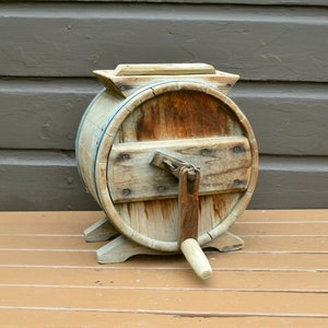 Antique Hand Crank Butter Churn, Primitive Barrel Butter Churn