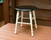 Wooden Stool, Vintage Kitchen Stool, Small Painted Seat, Painted Stool, Painted Wood Plant Stand