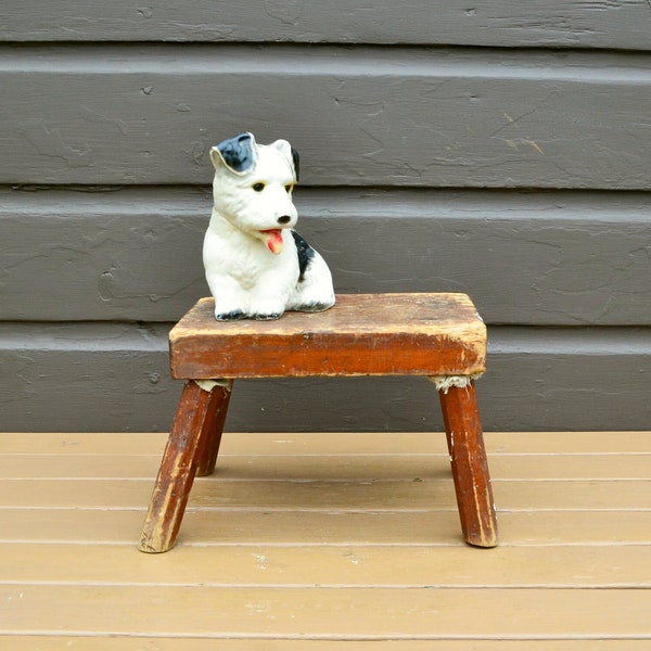 Old Wooden Stool, Antique Rustic Stool, Primitive Barn Bench