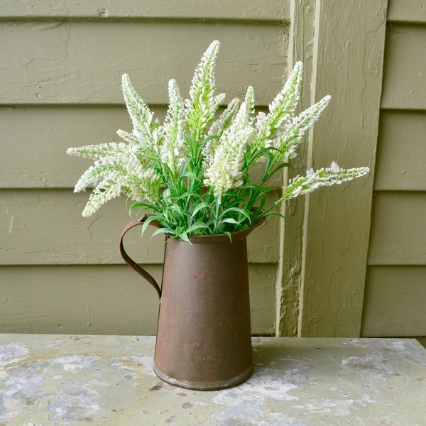 Rustic Tin Pitcher,  Vintage Pitcher, Large Tin Pitcher