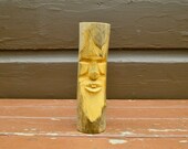Hand Carved Tree Spirit, Small Carved Wizard, Vintage Wood Carving, Stick Carving, Whittled Tree Wizard