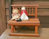 Folk Art Childs Bench, Vintage Primitive Seat, Adirondack Wood Bench, Childs Boot Bench, Entry Seat, One of a Kind Bench