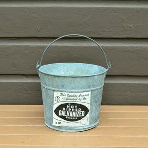 Galvanized Bucket, Vintage No 10 Farm Pail, Galvanized Planter