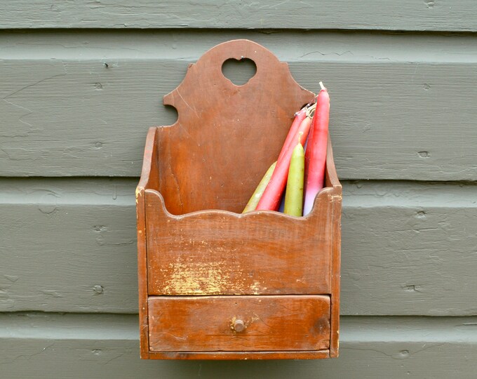 Antique Wooden Wall Box Primitive Style Candle Box Repaired Etsy