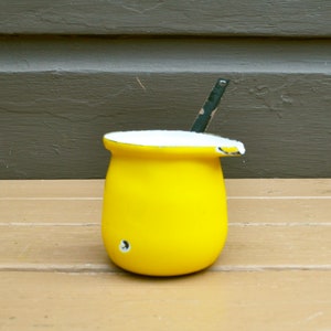 Enamel Pouring Cup, Mid Century Measuring Cup, Yellow Enamel Ladle image 5