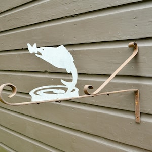 Fish Sign Holder, Vintage Sign Bracket with Fish Motif, Fishing Lodge Sign Bracket