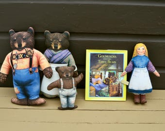 Toy Works Goldilocks  & Three Bears Dolls and Armand Eisen Matching Book
