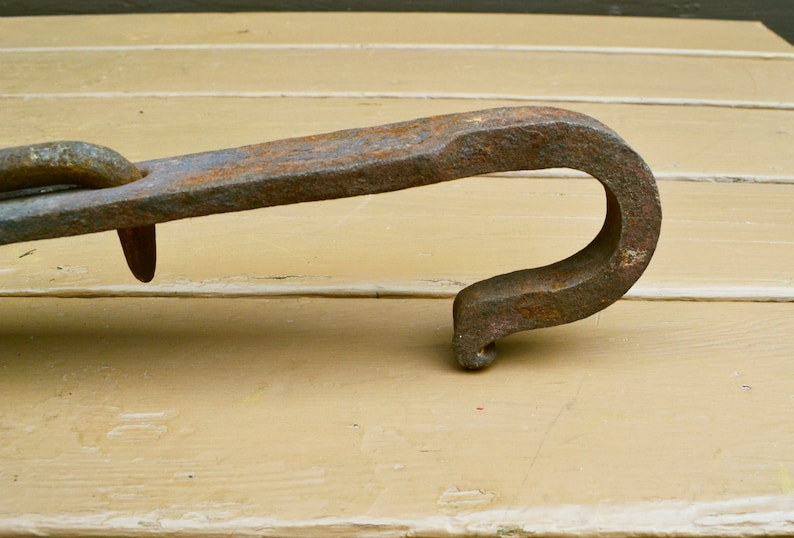 Antique Wrought Iron Fireplace Crane Hook Hearth Trammel Etsy