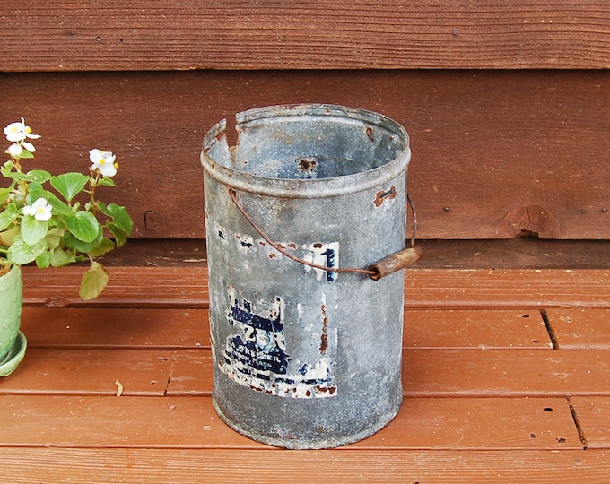 Galvanized Bucket Vintage Ice Cream Pail Ice Cream Maker Etsy