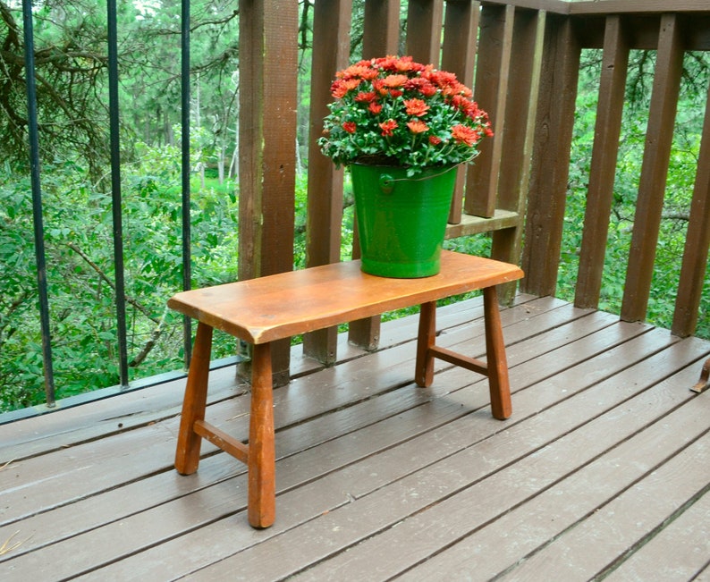 Long Narrow Wooden Plant Stand Shabby Rough Wood Bench Vintage