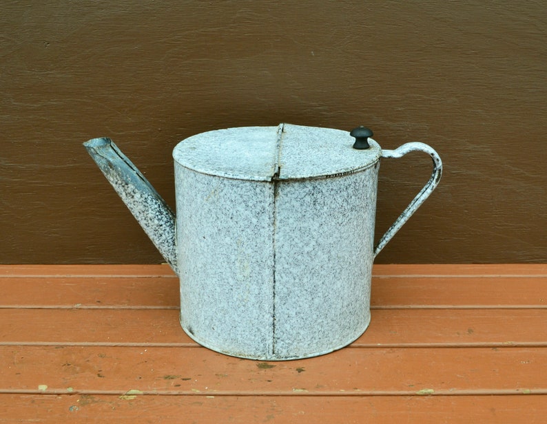 French Enamel Water Can Antique Enamel Hot Water Can Etsy