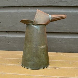 Large Dover Oil Pitcher, Side Handle Tin Pitcher, Antique Tinware Pitcher, 2 Qt. Tin Oil Pitcher,