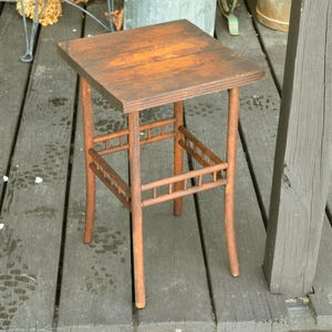 Wood Plant Stand, Antique Rustic Small Table