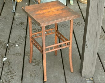 Wood Plant Stand, Antique Rustic Small Table