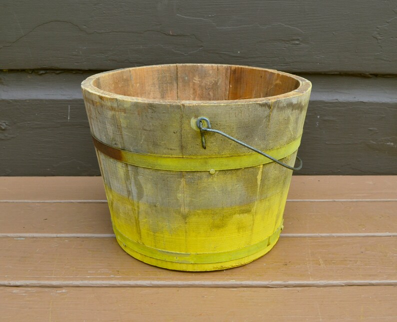 Rustic Wooden Bucket Vintage Bucket Rustic Wood Pail Etsy