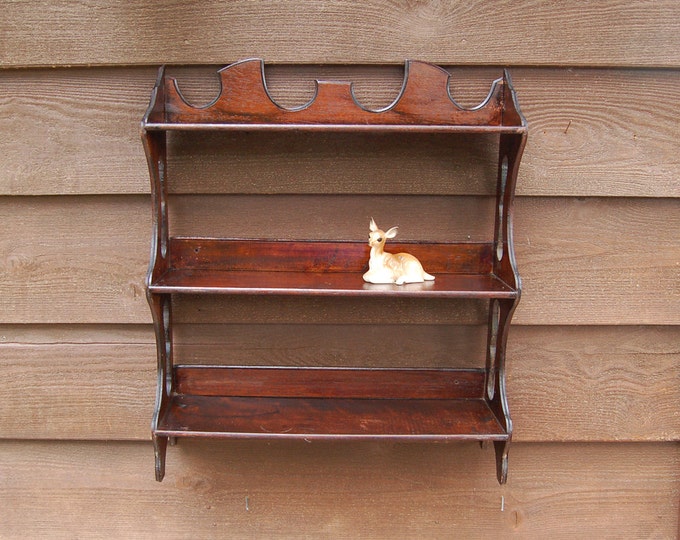 Wooden 3 Tier Wall Shelf, Vintage Wall Shelf, Cottage Display Shelf, Standing Shelves Etsy