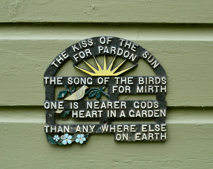 Garden Poem Sign Vintage Aluminum Garden Sign Nearer to Gods Etsy